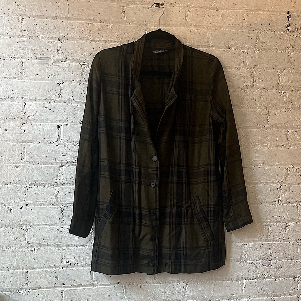 Zara green plaid blazer dress